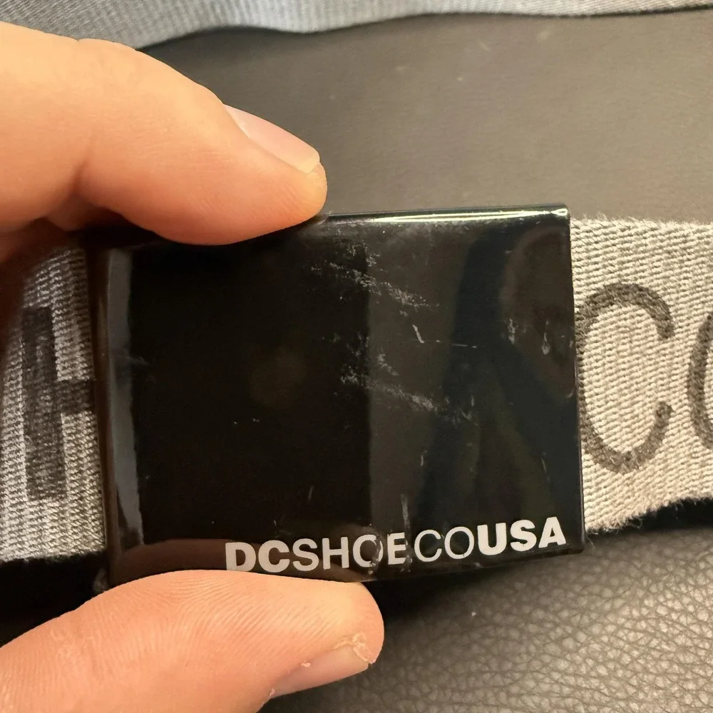 DC Shoes Belt Mens One Size Gray Cotton Web Logo Skate Bottle Opener Buckle Y2K